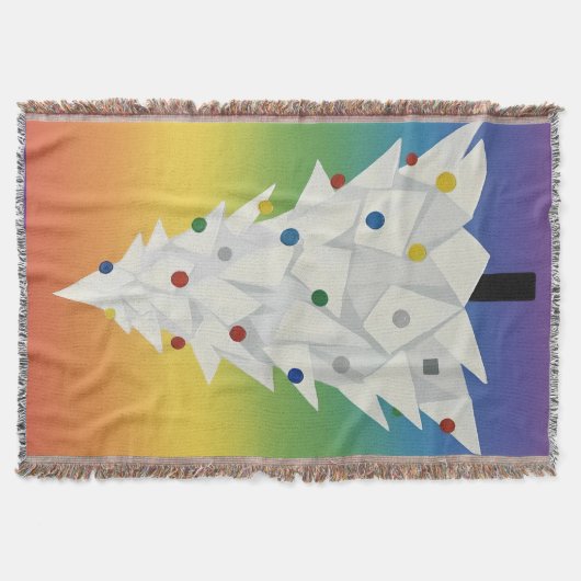 White origami Christmas Tree  スローブランケット (正面)