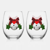 White Ornament and Holly Drinkware Set ステムなしワイングラス (裏面)