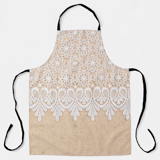 White Ornamental Lace over fabric design エプロン (正面)