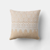 White Ornamental Lace over fabric design クッション (裏面)