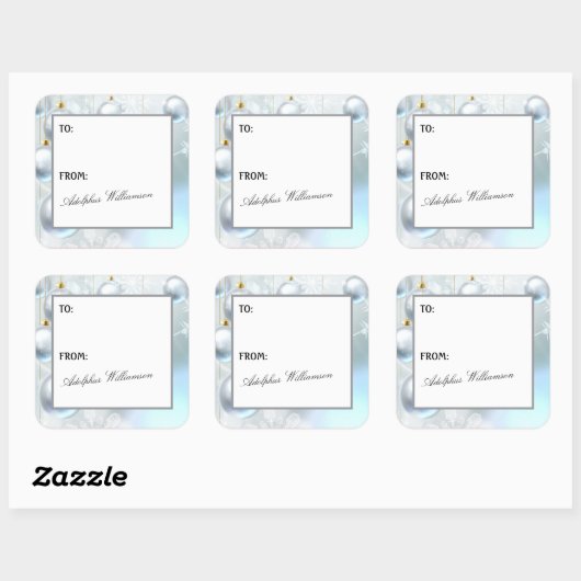 White Ornaments Christmas Gift Label スクエアシール (シート)