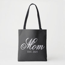 White Ornate Script Established Mom