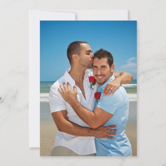 White Overlay Photo Minimal Wedding 招待状 (裏面)