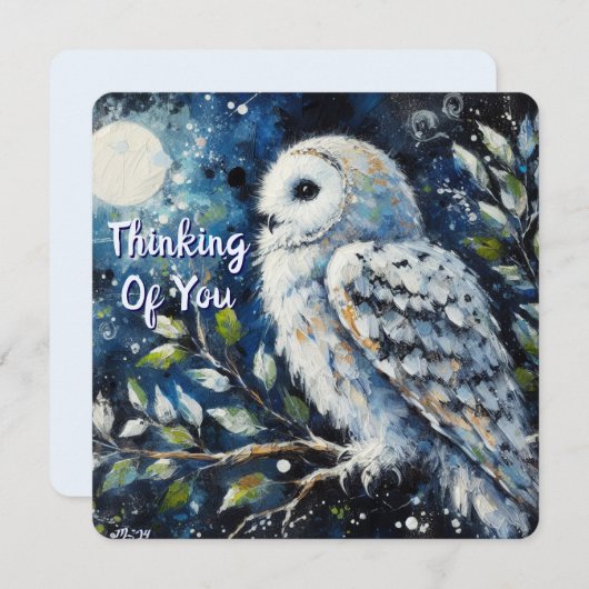 White Owl Moonlight Thinking of You Greeting Card (正面/裏面)