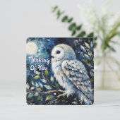 White Owl Moonlight Thinking of You Greeting Card (スタンド正面)