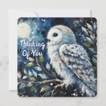 White Owl Moonlight Thinking of You Greeting Card