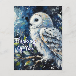 White Owl Moonlight Thinking of You Greeting Card ポストカード