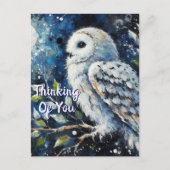 White Owl Moonlight Thinking of You Greeting Card ポストカード (正面)