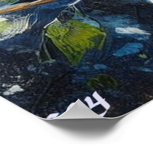 White Owl On Branch Moonlight Personalized Paper ポスター (角)