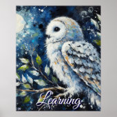 White Owl On Branch Moonlight Personalized Paper ポスター (正面)