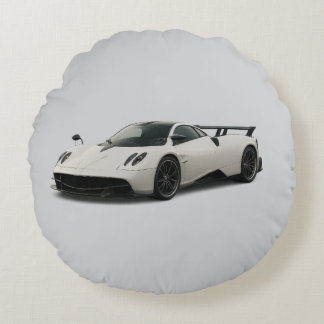 White pagani design on pillow ラウンドクッション