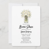 White Palette Ranunculus Mason Jar Bridal Shower 招待状 (正面)