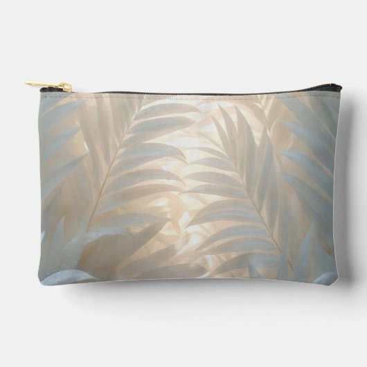 White palm leaves in golden-pastel tones アクセサリーポーチ (正面)