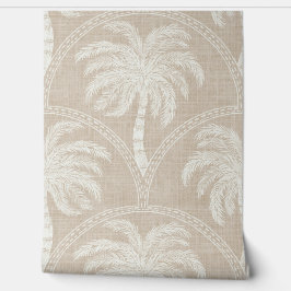 White Palm Trees on Beige Coastal Tropical Arches 壁紙