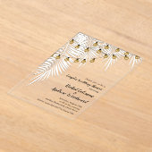White Palms and String Lights Wedding Shower アクリル招待状 (レイダウン)