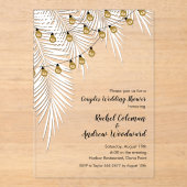 White Palms and String Lights Wedding Shower アクリル招待状 (正面)
