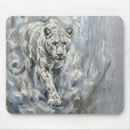 White Panther Mousepad – Ethereal Majesty Desk Art マウスパッド