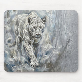 White Panther Mousepad – Ethereal Majesty Desk Art マウスパッド