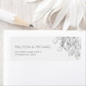 White Paper Cut Roses Minimalist  Wedding ラベル (インサイチュ)