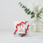White Paper Gift Bag With Ribbons スクエア名刺 (スタンド正面)
