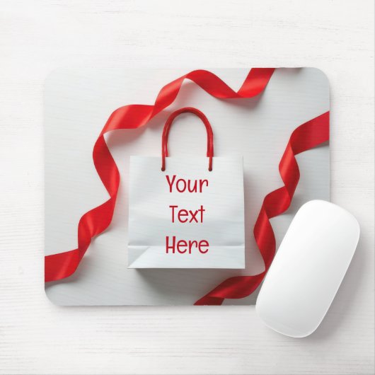 White Paper Gift Bag With Ribbons マウスパッド (マウス)