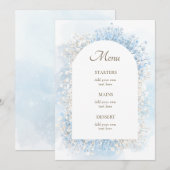 white pastel blue flowers メニュー (正面/裏面)