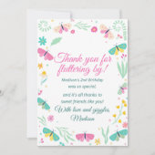 White Pastel Butterfly Girl’s Garden Party Theme サンキューカード (正面)