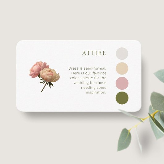 White | Pastel Rose Wedding Attire Dress Code エンクロージャーカード