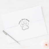 White Paw Print Custom Text Canine Art ラウンドシール (封筒)