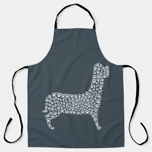 White Paw Print Dog Silhouette エプロン (正面)