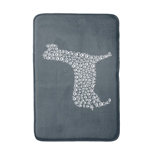 White Paw Print Dog Silhouette バスマット (正面縦)