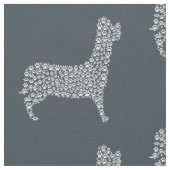 White Paw Print Dog Silhouette Pattern Fabric ファブリック (クローズアップ)