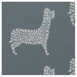 White Paw Print Dog Silhouette Pattern Fabric ファブリック