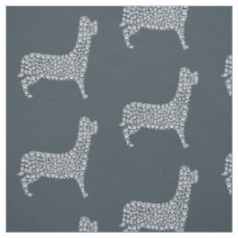 White Paw Print Dog Silhouette Pattern Fabric ファブリック