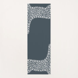 White Paw Print Dog Silhouette Pattern Fabric ヨガマット