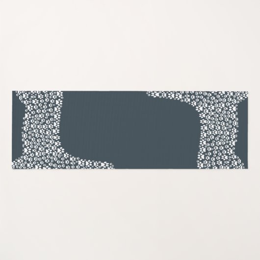 White Paw Print Dog Silhouette Pattern Fabric ヨガマット (正面(横))