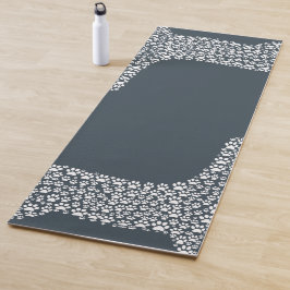 White Paw Print Dog Silhouette Pattern Fabric ヨガマット