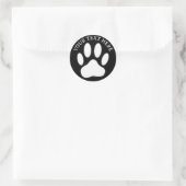 White Paw Print Editable Text ラウンドシール (バッグ)