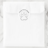 White Paw Print Editable Text ラウンドシール (バッグ)