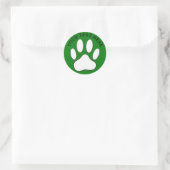White Paw Print Editable Text ラウンドシール (バッグ)