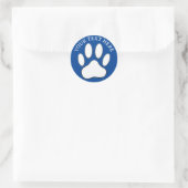 White Paw Print Editable Text ラウンドシール (バッグ)