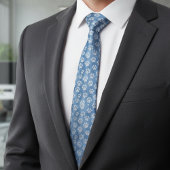 White Paw Prints on Blue – Rustic Pet Lover ネクタイ