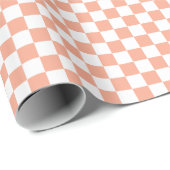 White & Peach Checkerboard Wrapping Paper Roll ラッピングペーパー (ロールコーナー)