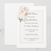 White Peach Orchid Flowers Bridal Shower 招待状 (正面/裏面)