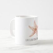 White Peach Starfish Better at Beach コーヒーマグカップ (正面左)