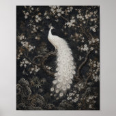 White Peacock Blossom Chinoiserie Poster ポスター (正面)