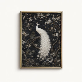 White Peacock Blossom Chinoiserie Poster ポスター