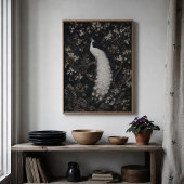 White Peacock Blossom Chinoiserie Poster ポスター