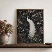 White Peacock Blossom Chinoiserie Poster ポスター
