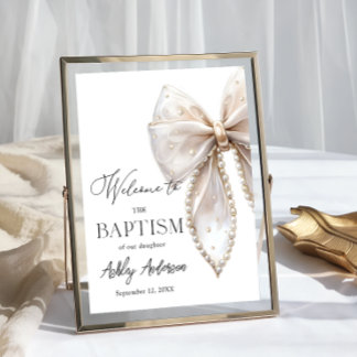 White Pearl Bow Baptism Welcome ポスター